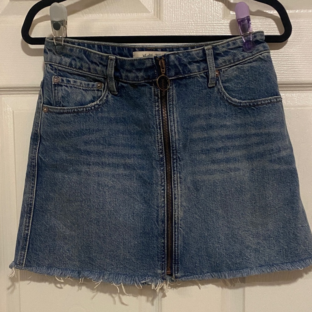 Free People Zip Up Jean Skirt